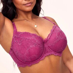 Adore Me Hannalee Unlined Full Coverage Lace Bra 2128 44DDD 44F NWT Fuchsia Pink